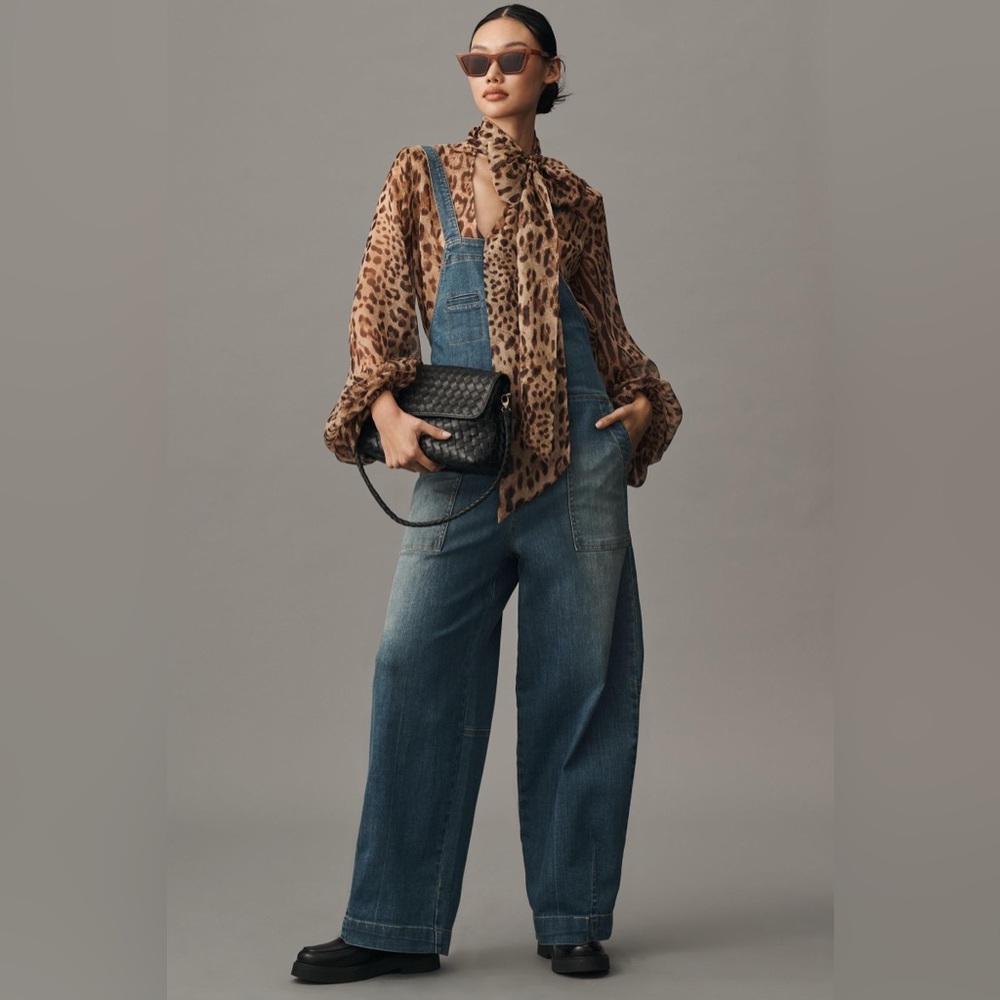 Anthropologie Pilcro Barrel-Leg Zip-Front Overalls